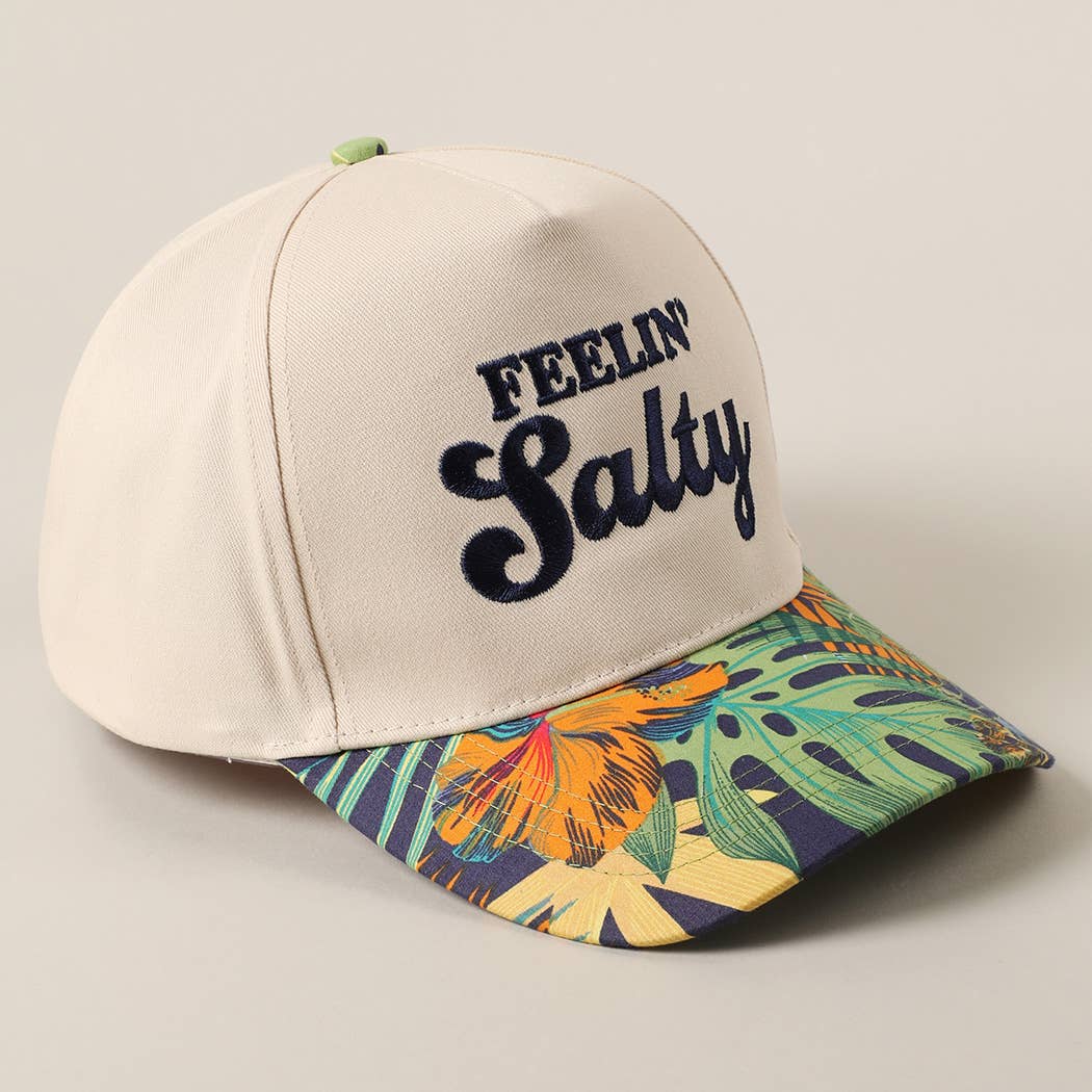 Feelin' Salty Letter Embroidery Floral Trucker Hat