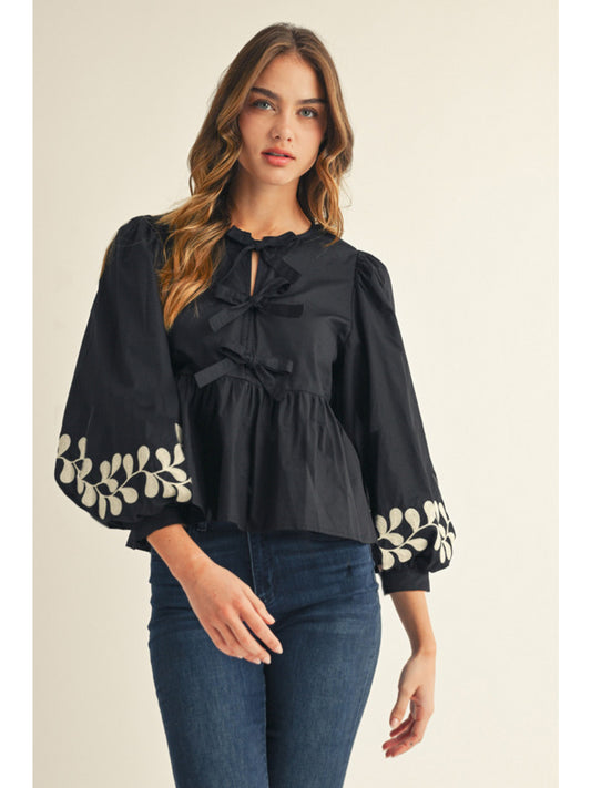 Fall Floral Sleeve Blouse