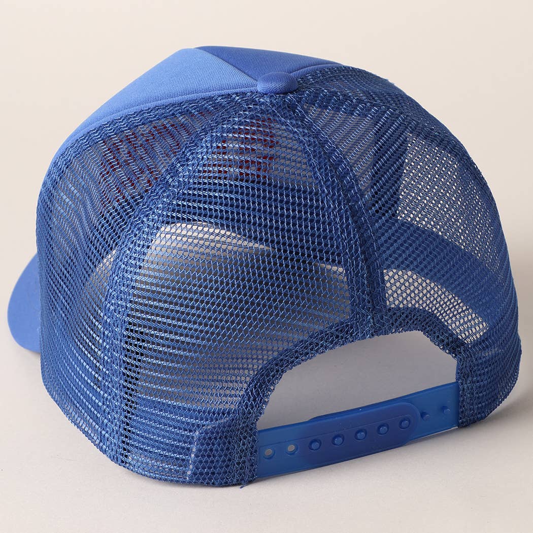 Meet Me At Beach Embroidered Mesh Back Cap
