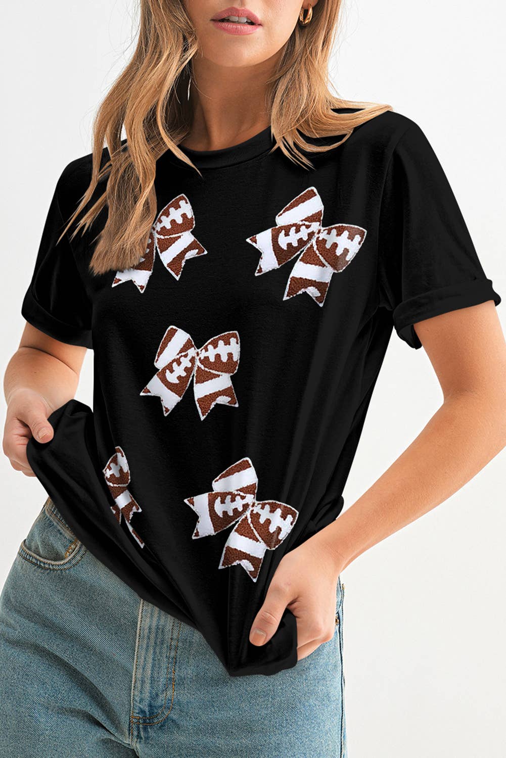 Rugby Football Bowknot Patch Graphic Shirt