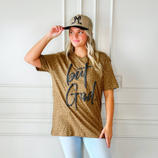 Puff But God Brown Leopard Tee