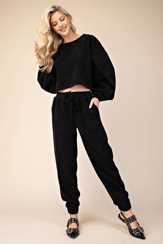 Balloon Sleeve Crop Set