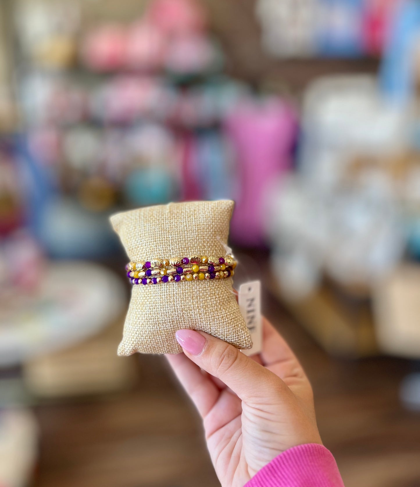Spirit Beaded Bracelet Set Purple Gold