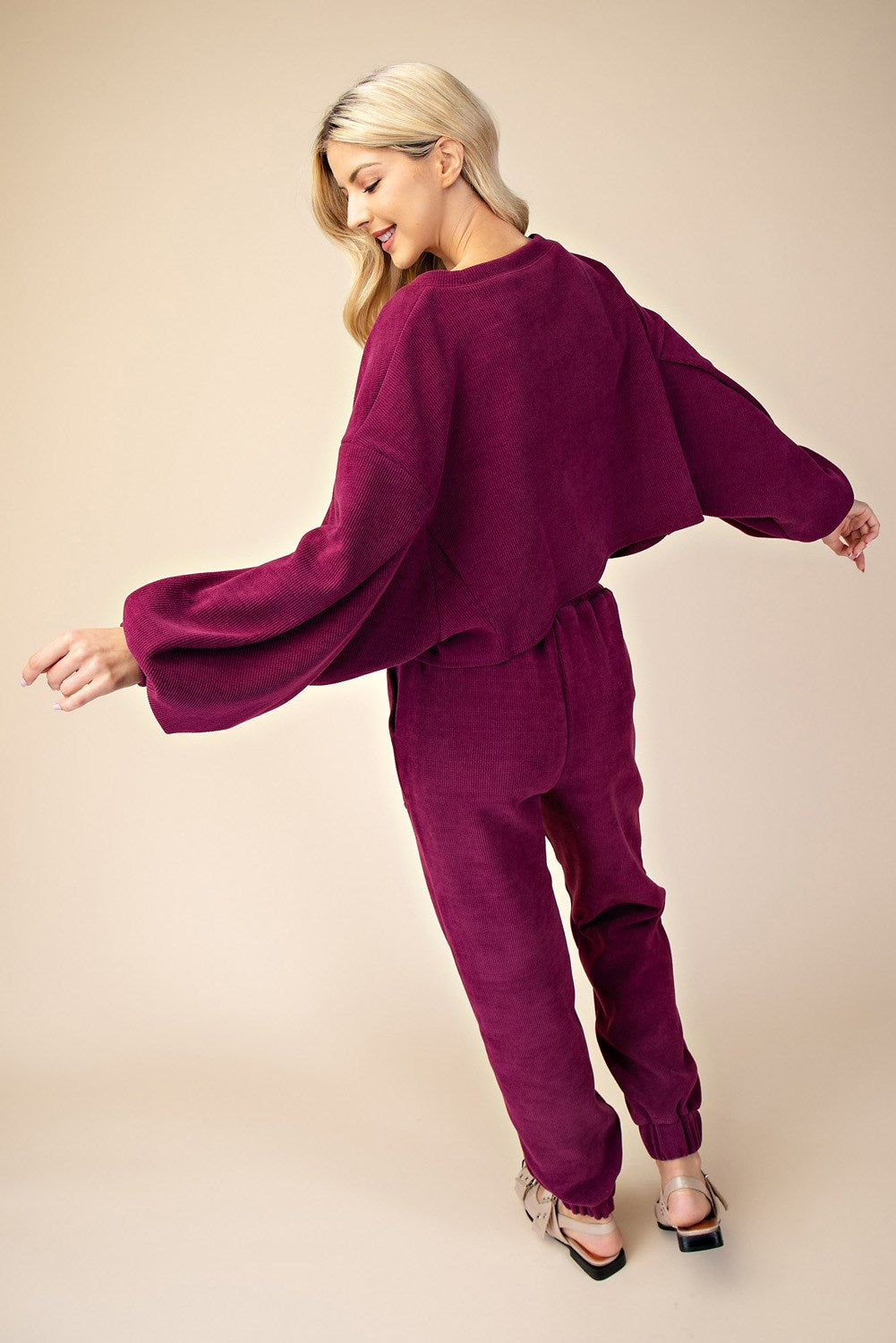 Balloon Sleeve Crop Set