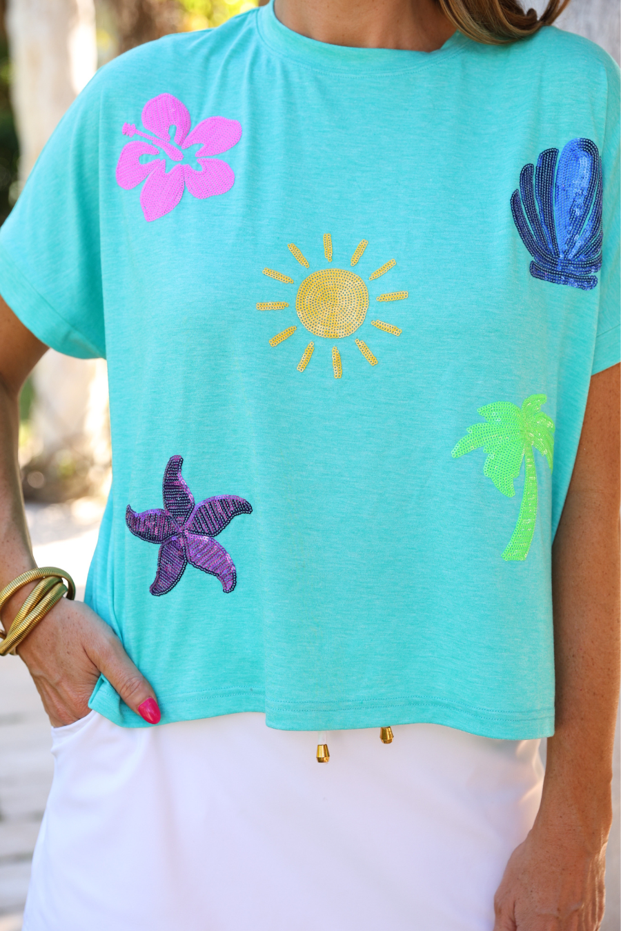 Seaside Sequin Patch Top