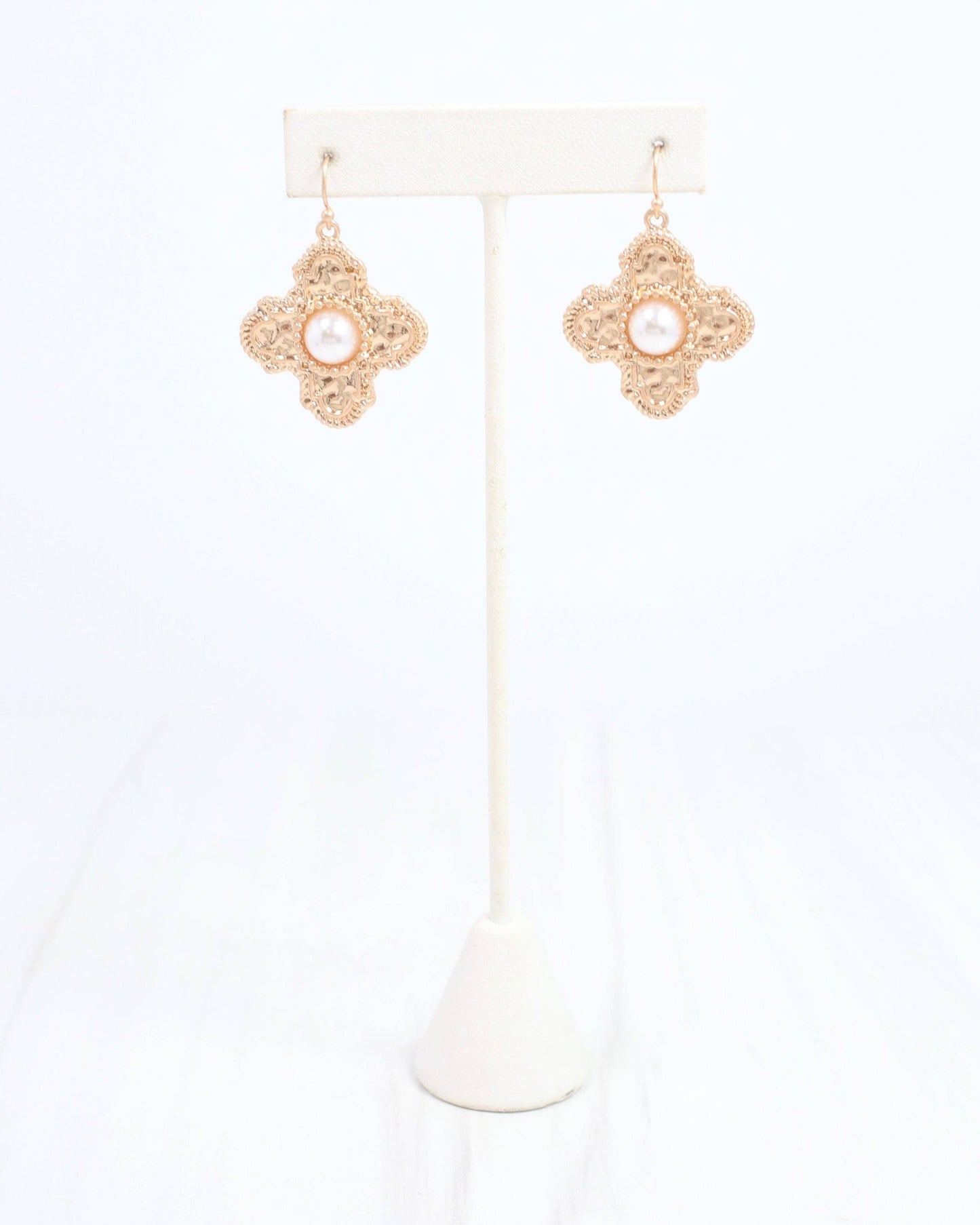 Pyxie Cross and Pearl Earring Gold