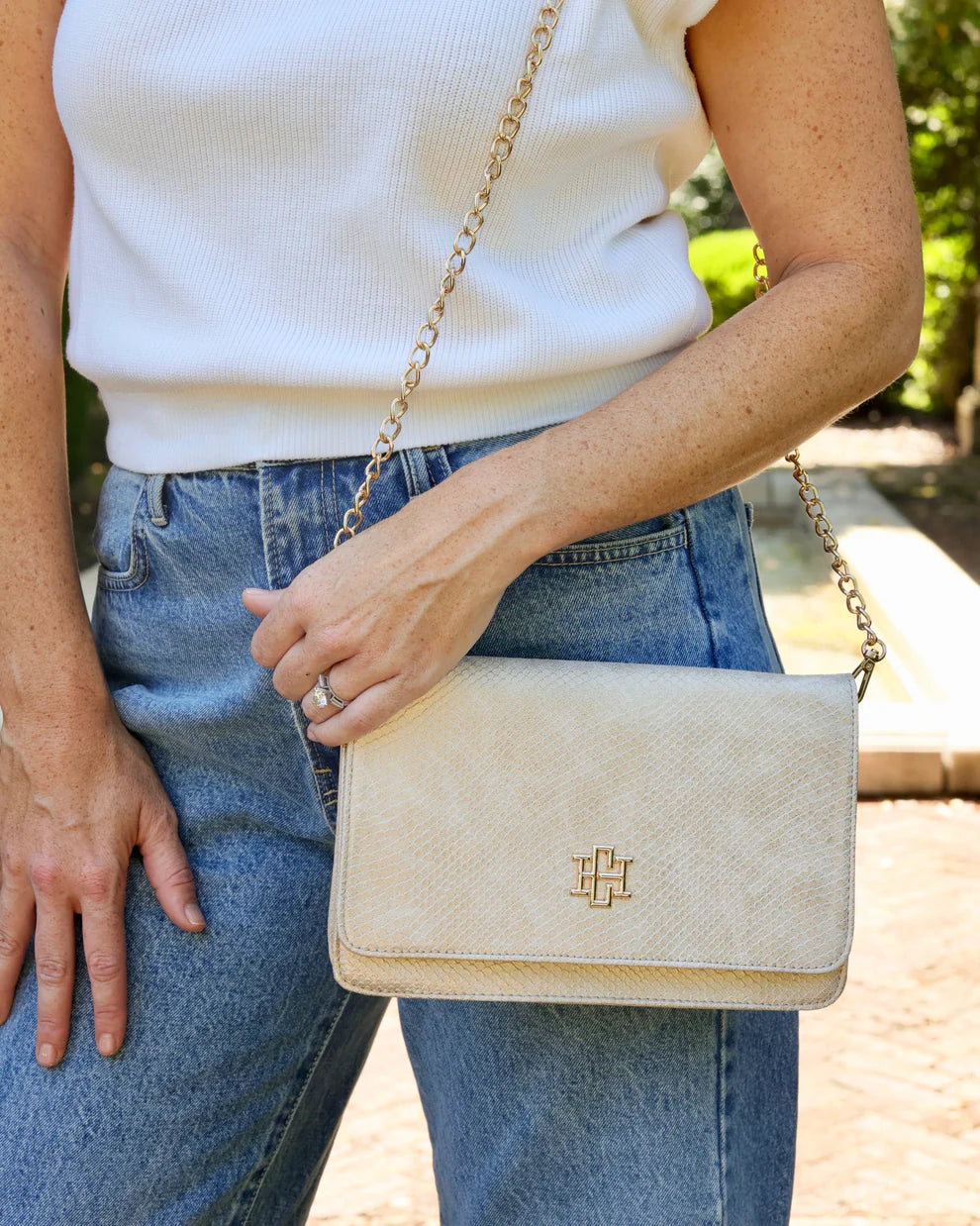 Bryn Clutch/Crossbody Shimmer Champagne