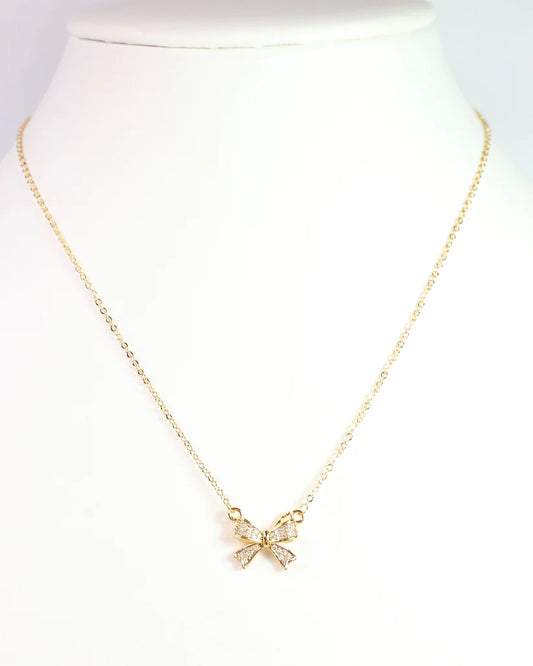 Darcy CZ Bow Necklace Gold