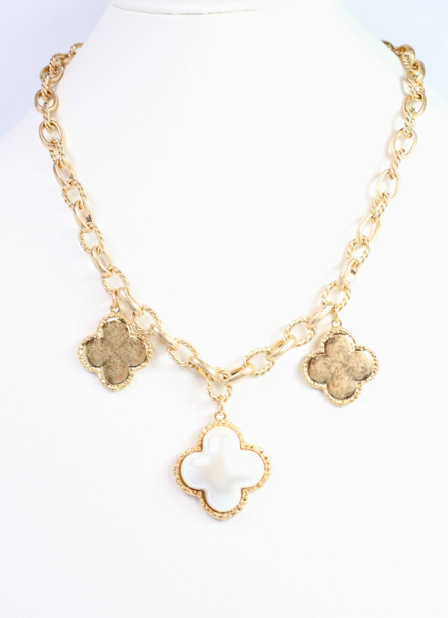 Jasmine Clover Necklace Worn Gold