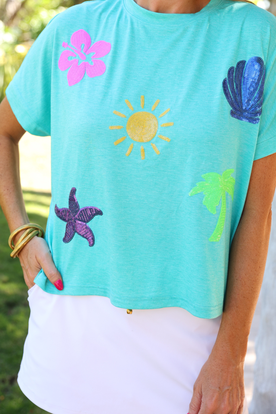 Seaside Sequin Patch Top