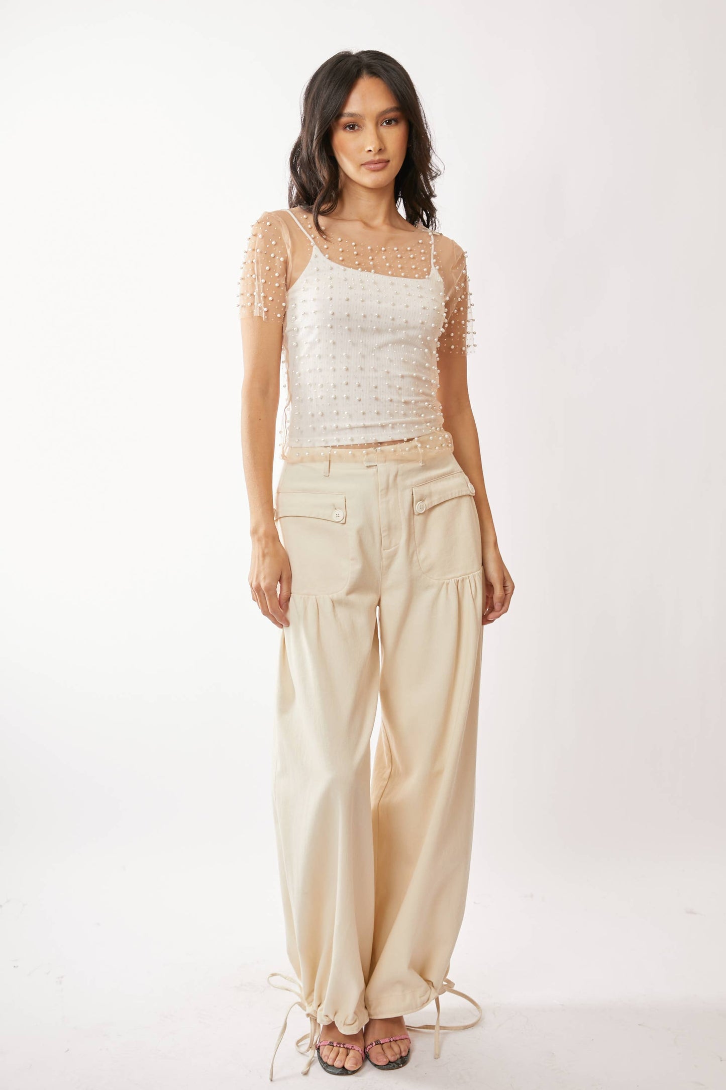 Embellished Mesh Top