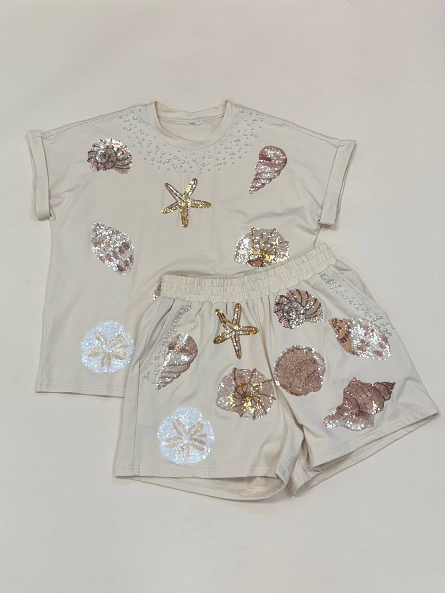 Seashell Sequin & Pearl Set