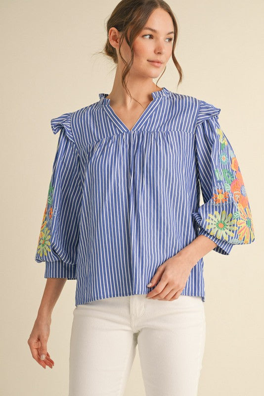 Embroidered Sleeve Blouse