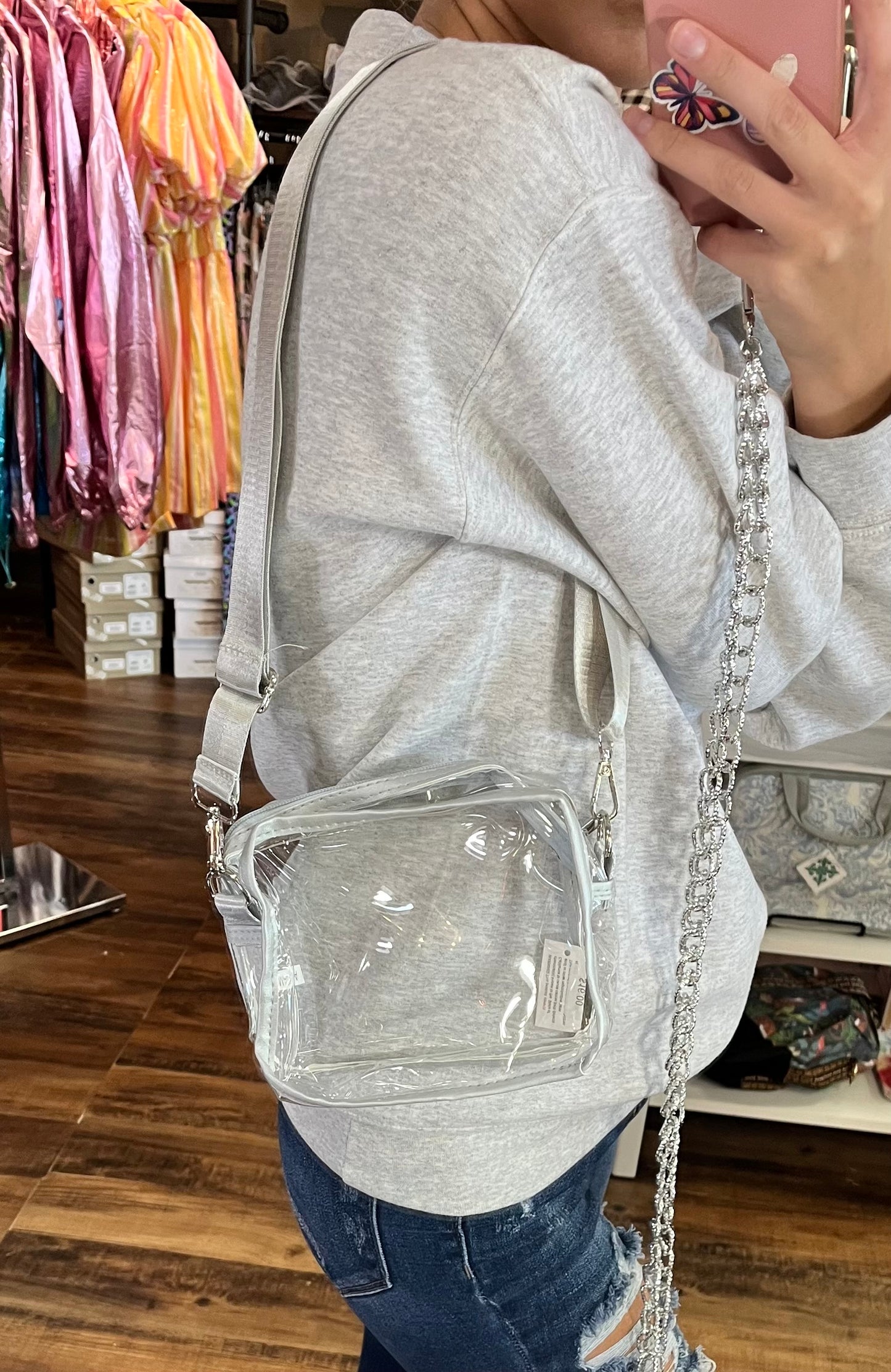 Clear Bag with Solid Strap