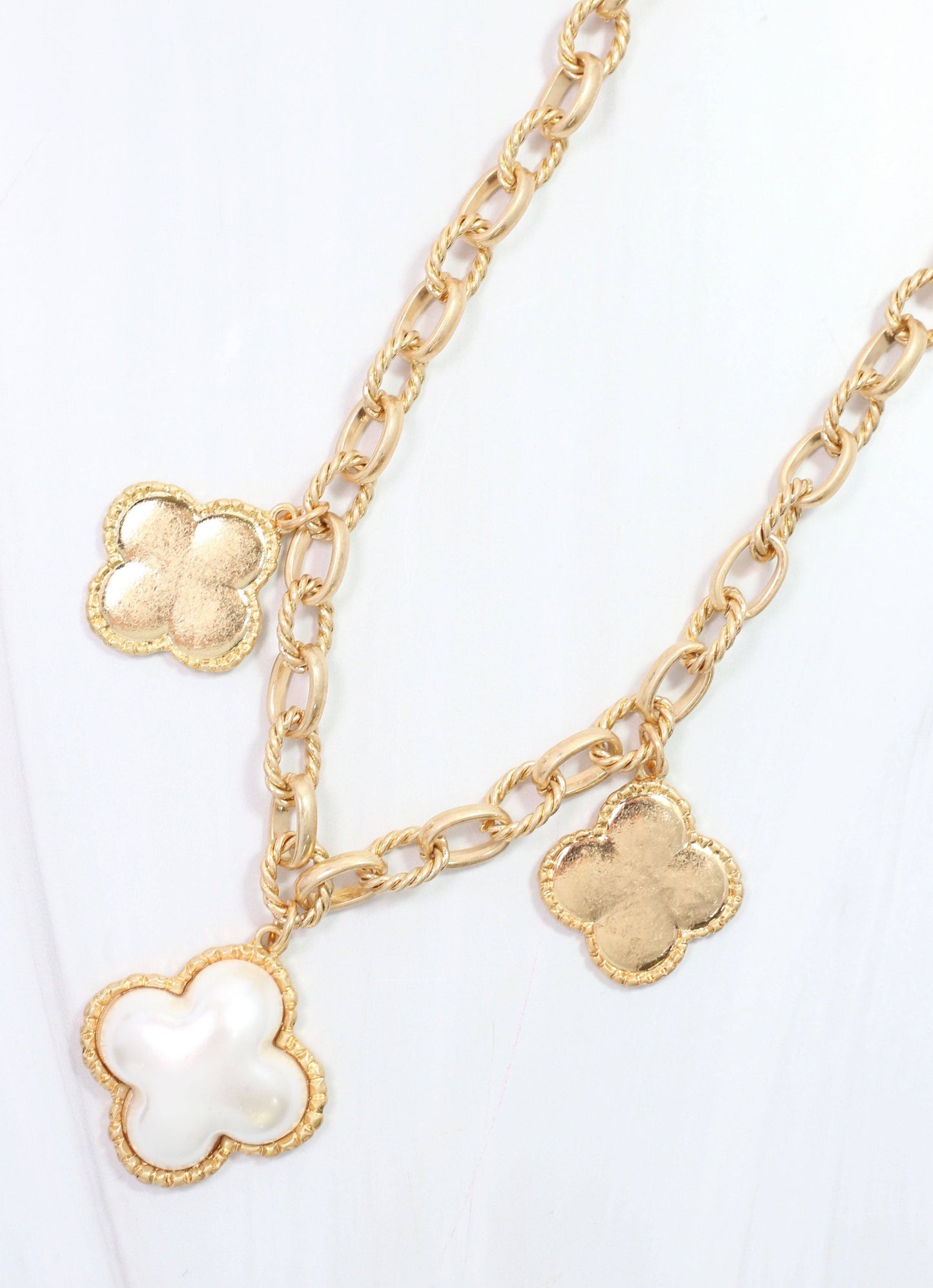 Jasmine Clover Necklace Worn Gold