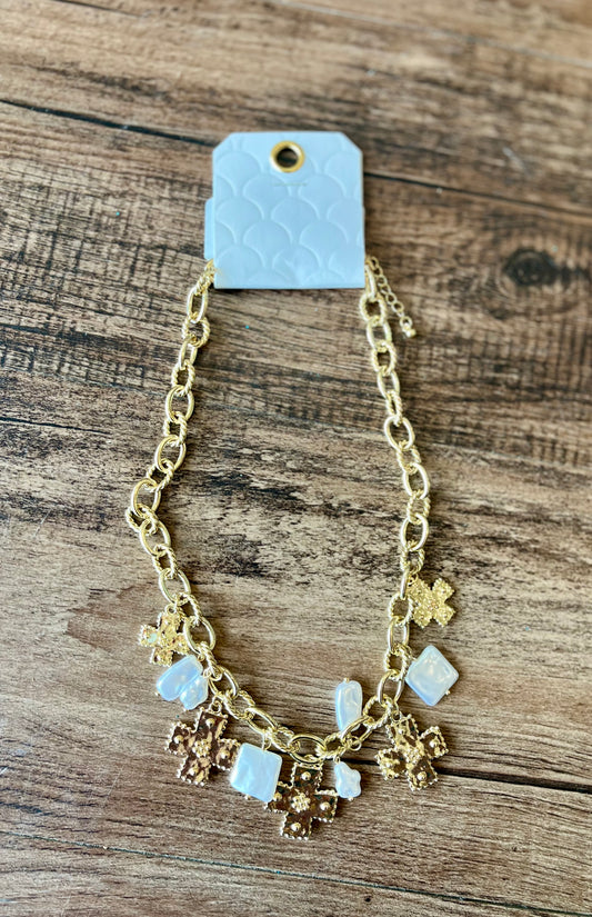 Pearson Cross Charm Necklace Gold