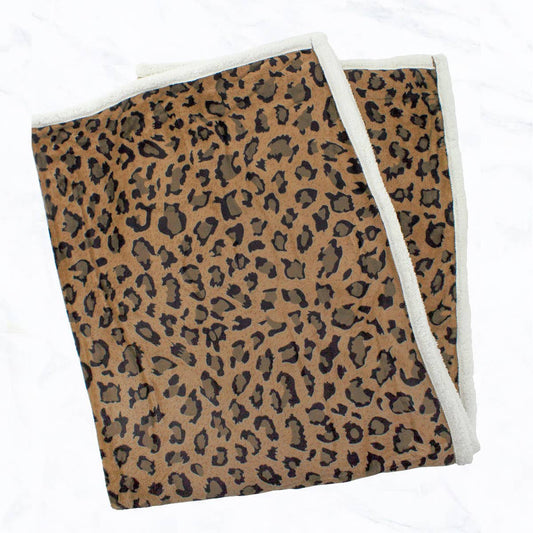 Brown Leopard Double Layered Warm Blanket
