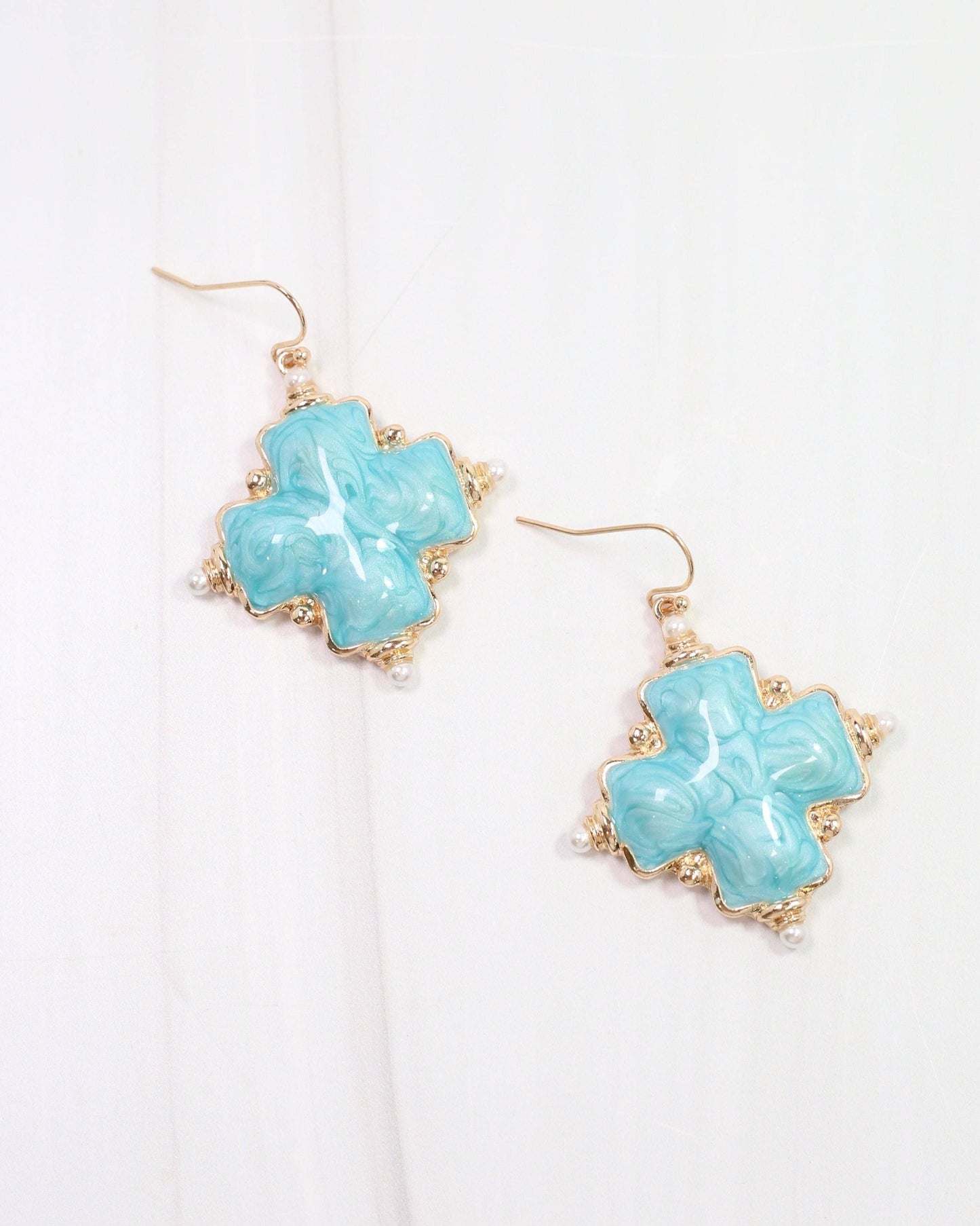Edie Enamel Cross Earring Turquoise