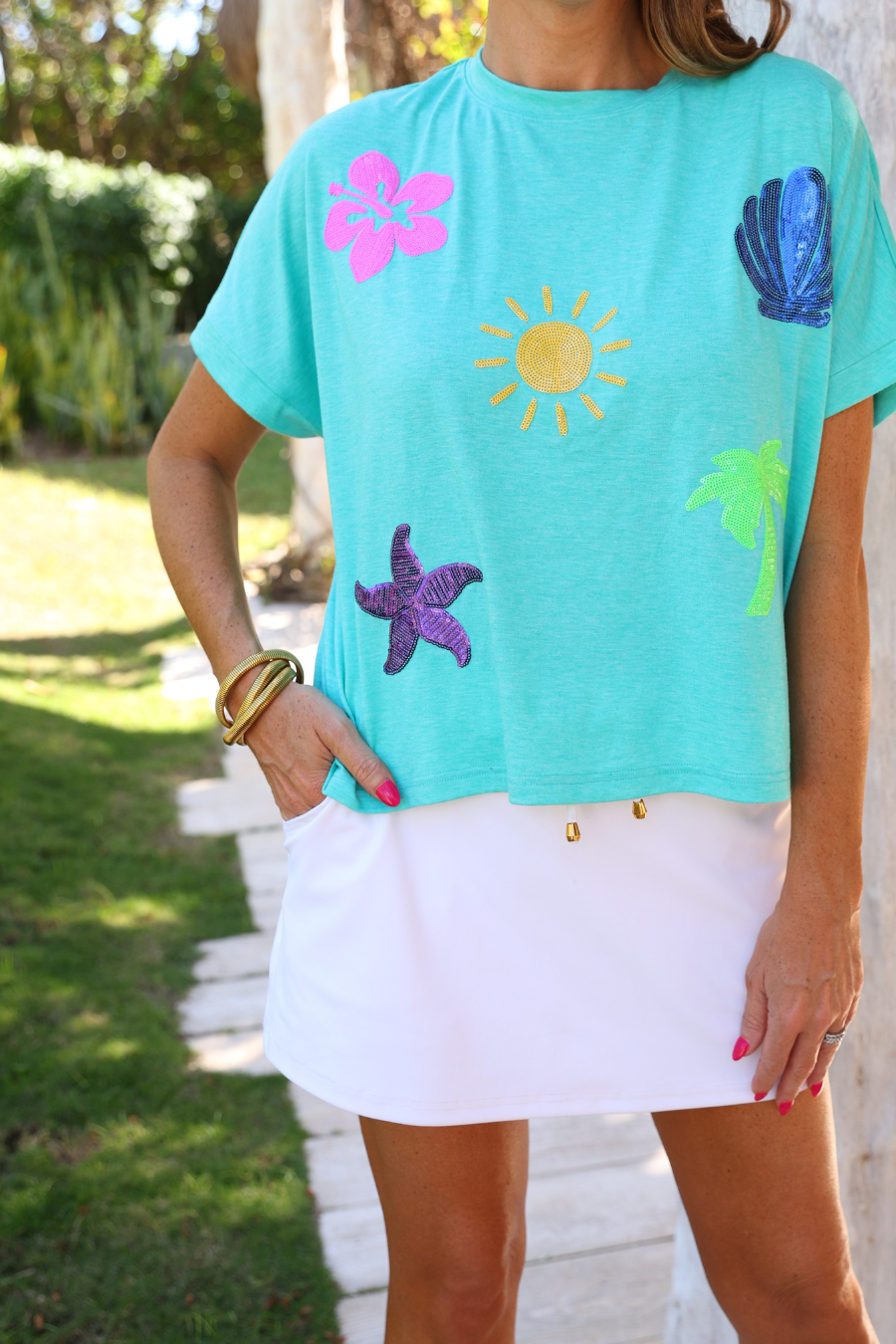 Seaside Sequin Patch Top