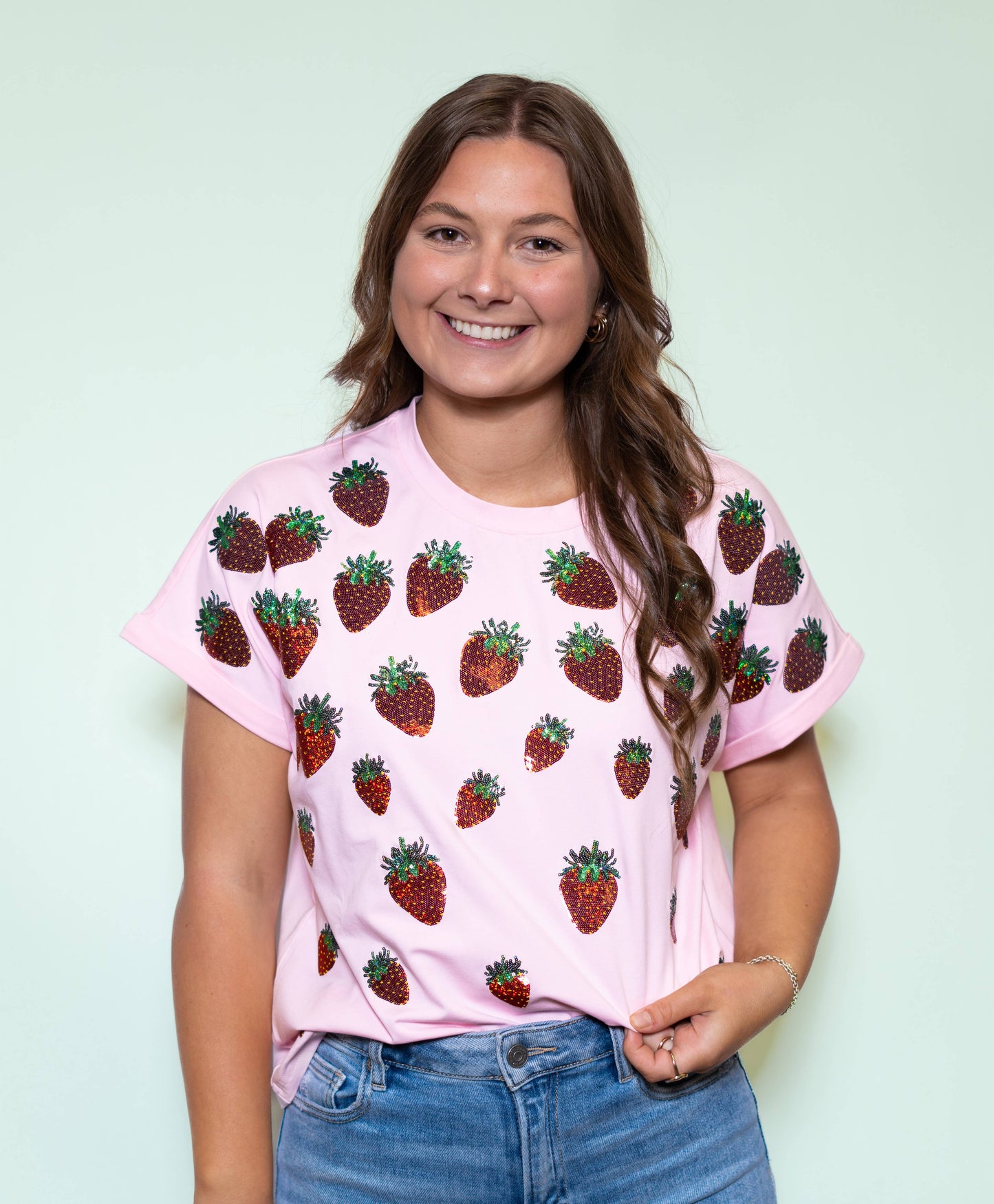 Strawberry Patch Sequin Design Cuff Sleeve