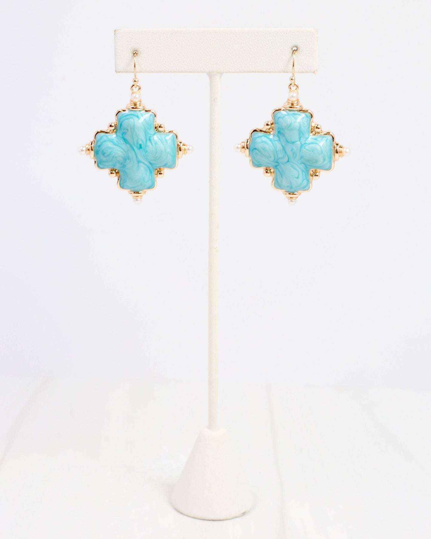 Edie Enamel Cross Earring Turquoise
