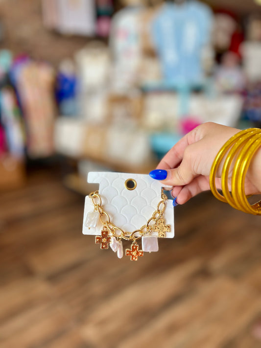 Pearson Cross Charm Bracelet Gold