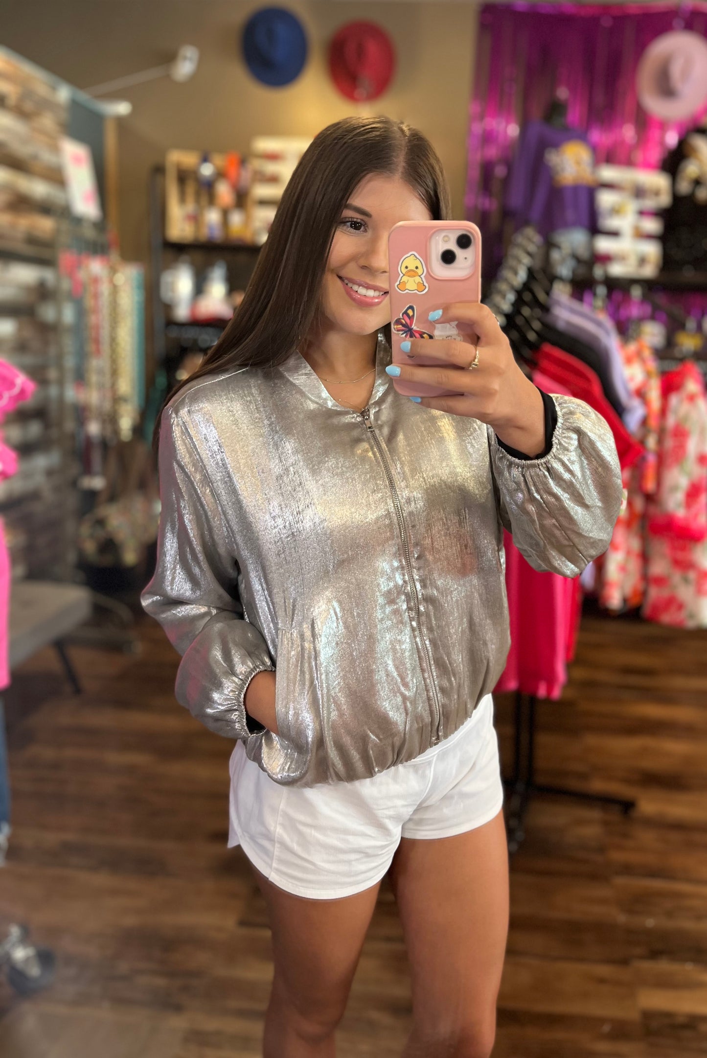 Metallic Bomber Jacket