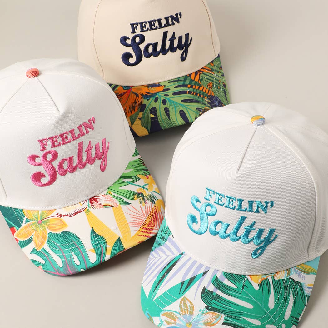 Feelin' Salty Letter Embroidery Floral Trucker Hat