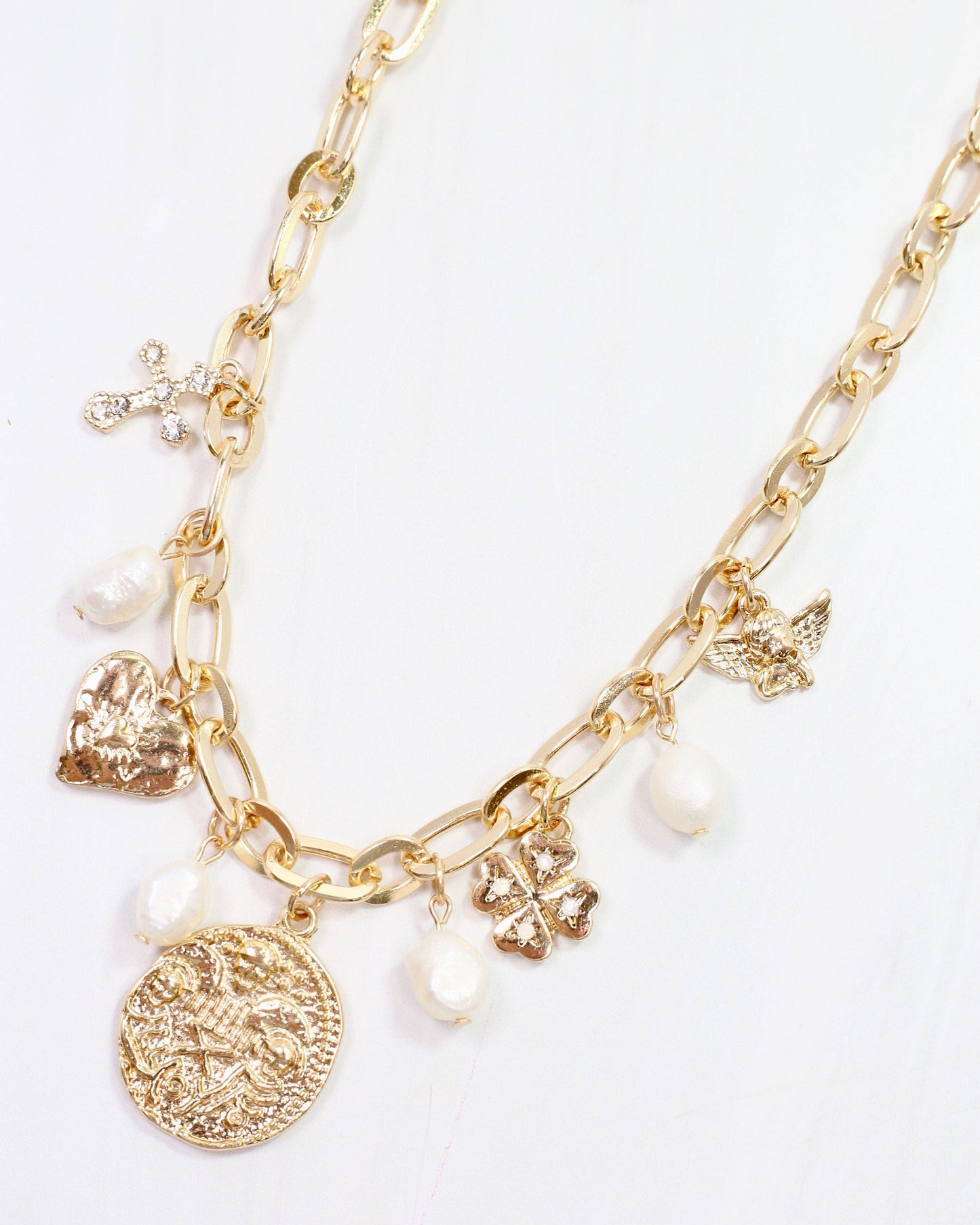 Dina Mixed Charm Necklace Gold