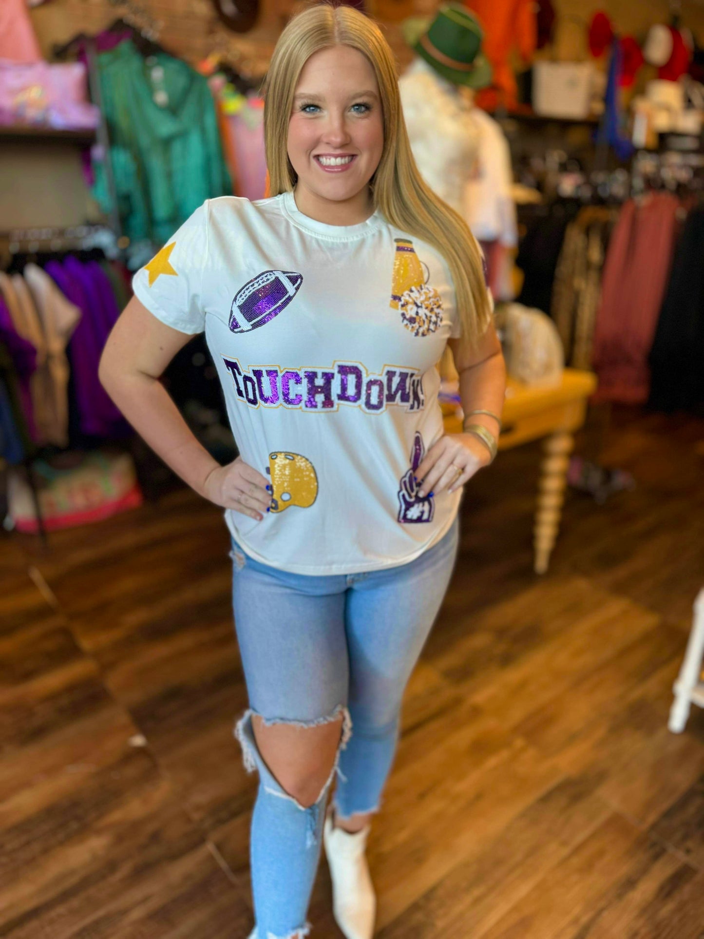 Touchdown Sequin Top
