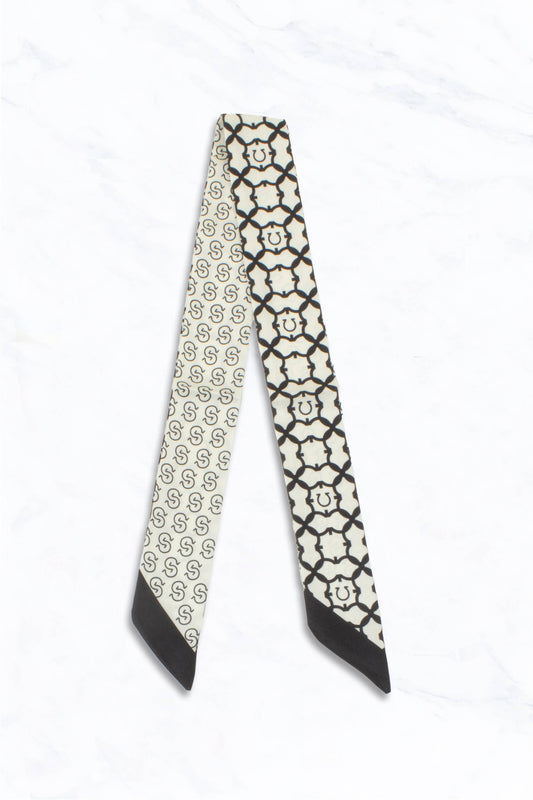 Lattice Pattern and Horseshoe Print Thin Scarf