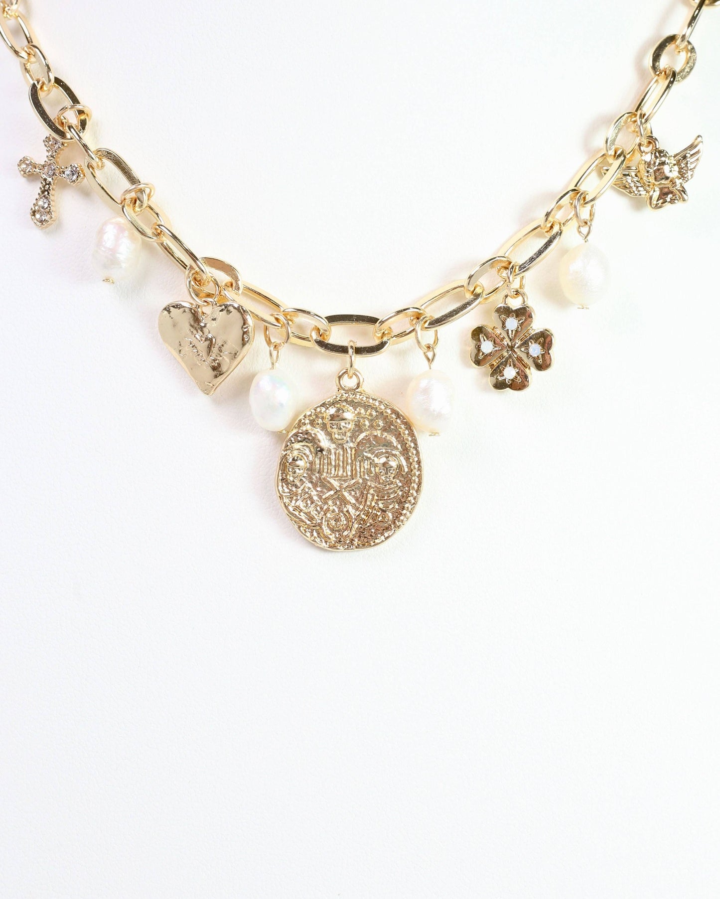 Dina Mixed Charm Necklace Gold