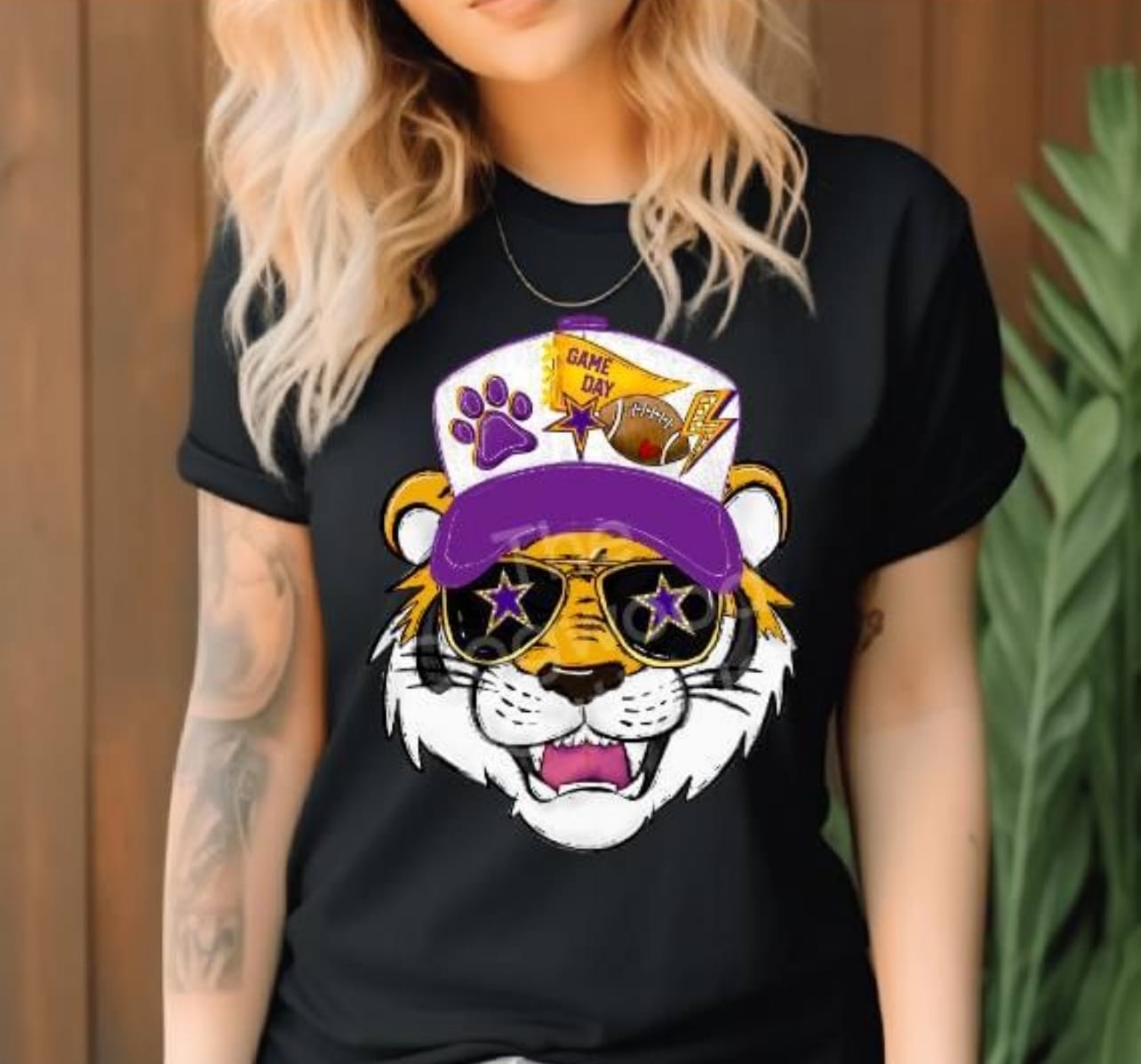 Tiger in a Patch Hat Tee