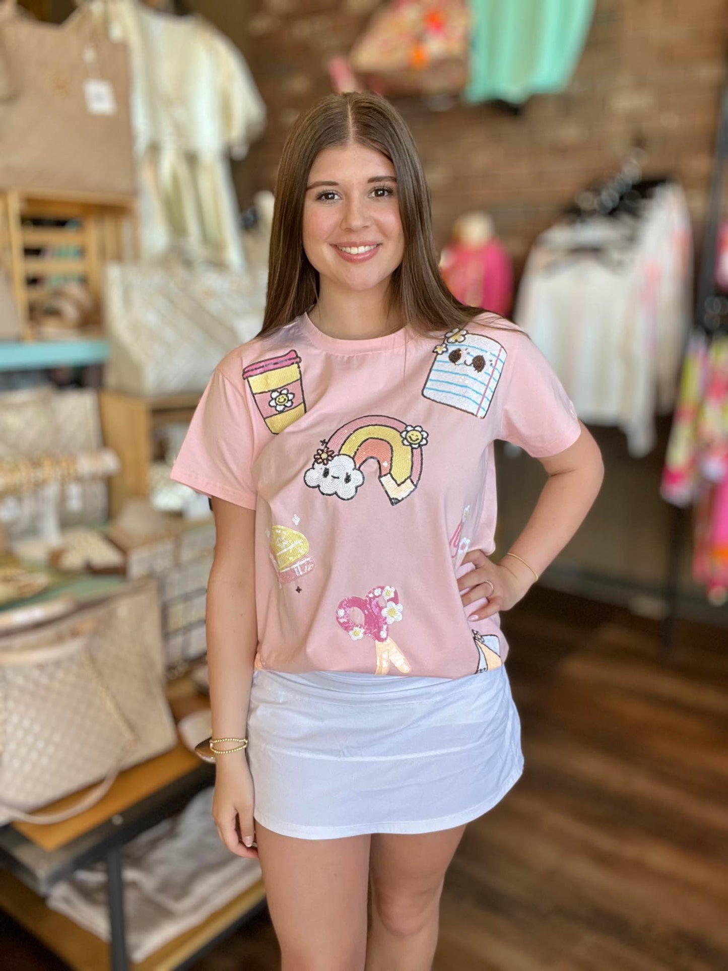 Pastel Sequin Teacher Tee