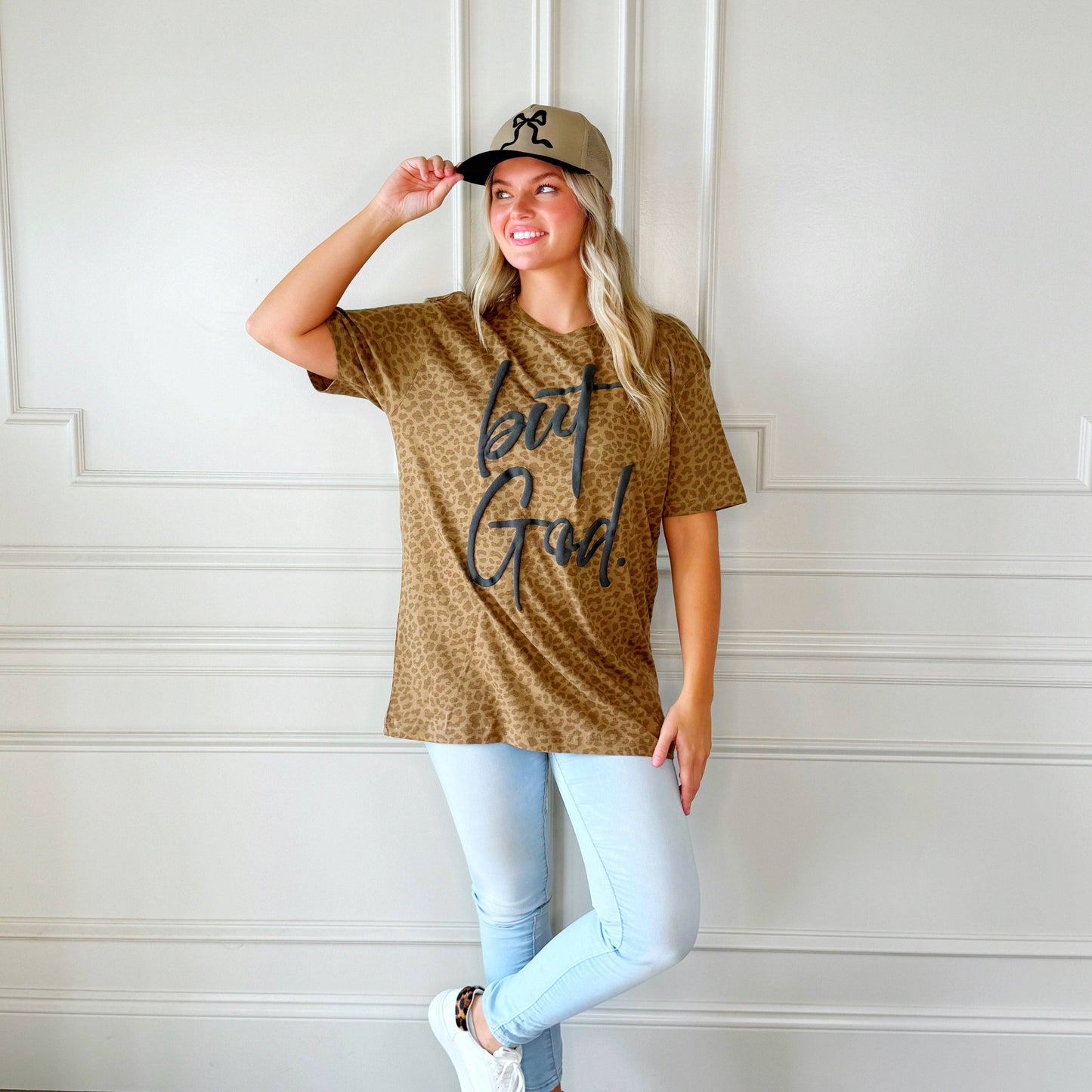 Puff But God Brown Leopard Tee