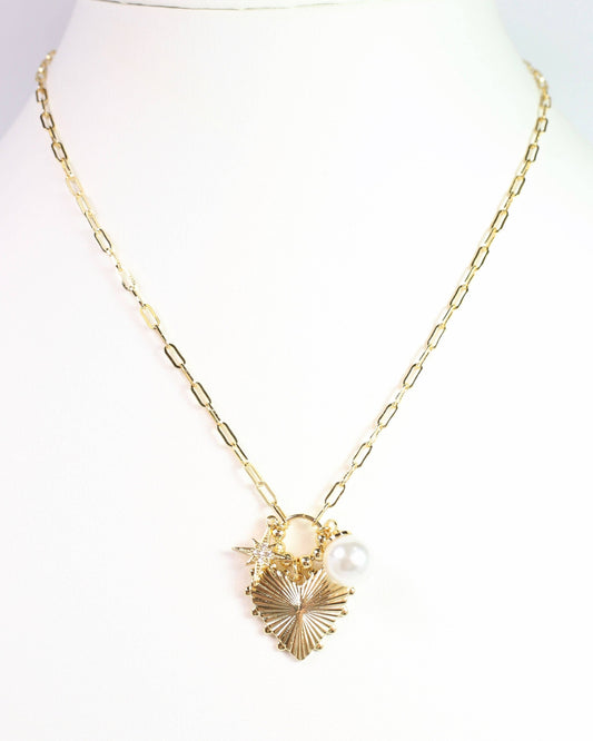 Sangrail Heart Charm Necklace Gold
