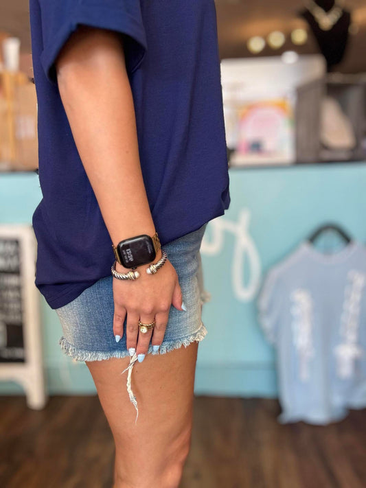 Frayed Hem Denim Shorts