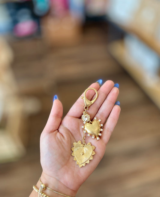 You Have My Heart Bag Charm Worn Gold
