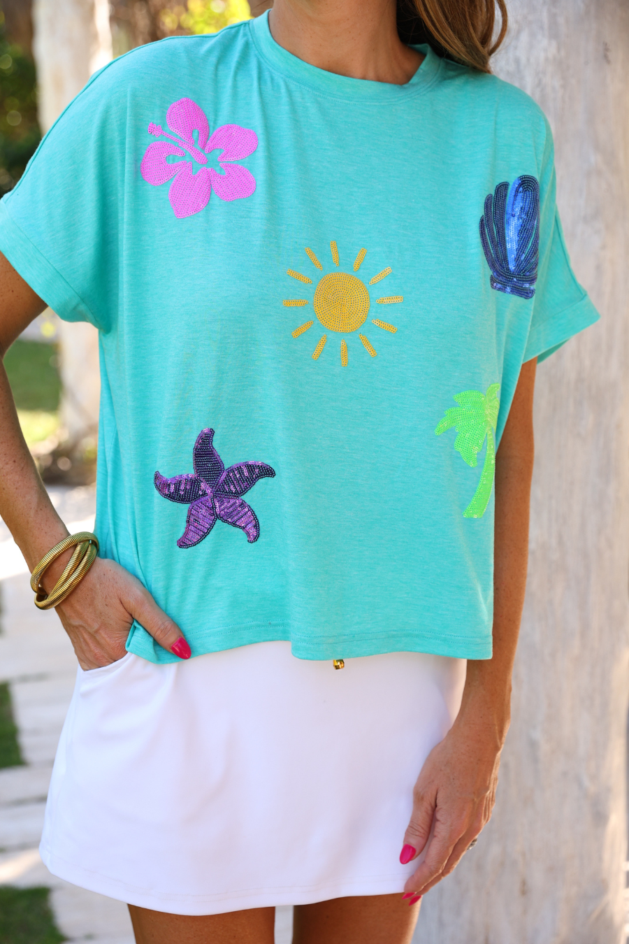 Seaside Sequin Patch Top