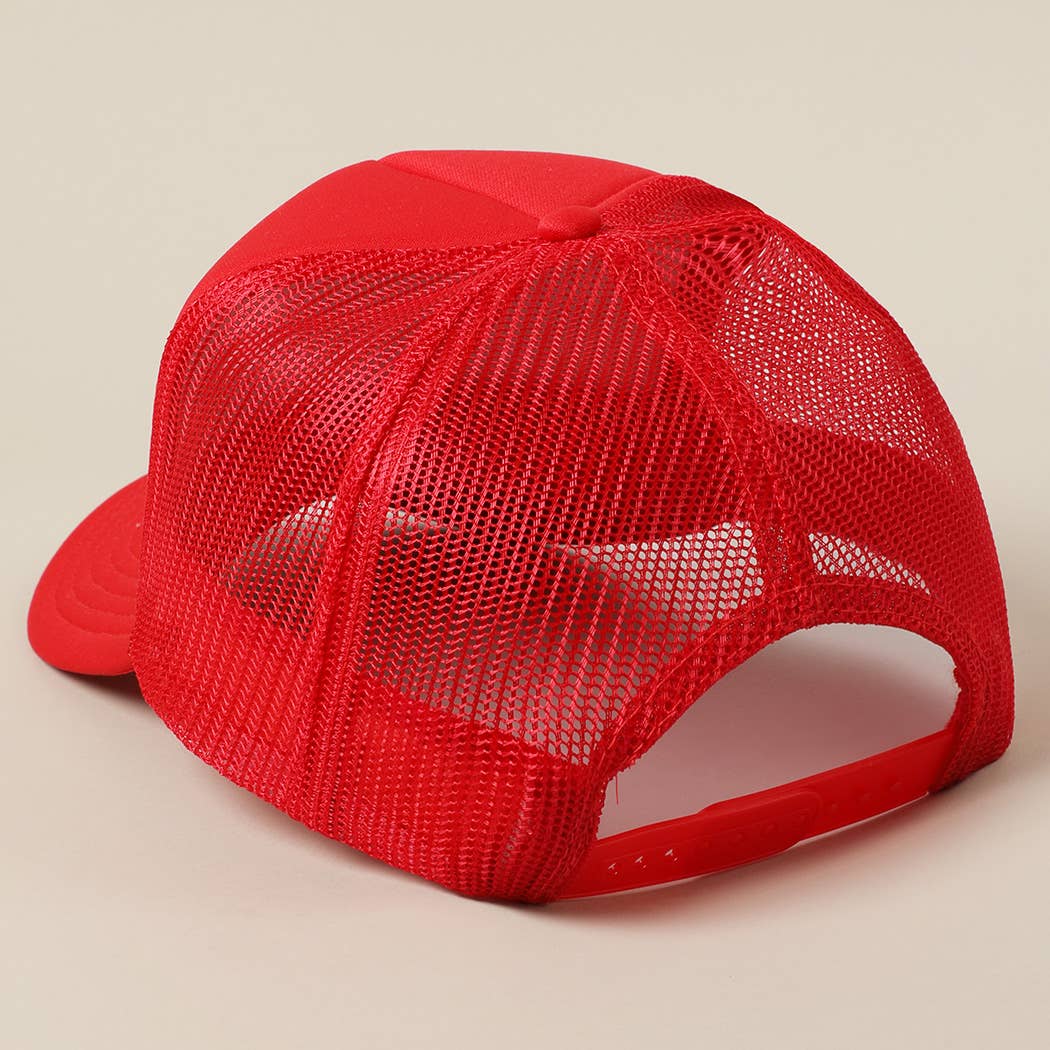 JESUS SAVES I SPEND Text Mesh Back Trucker Hat