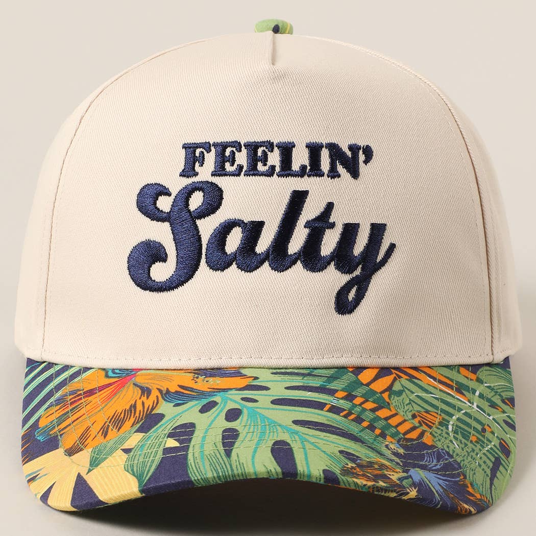 Feelin' Salty Letter Embroidery Floral Trucker Hat