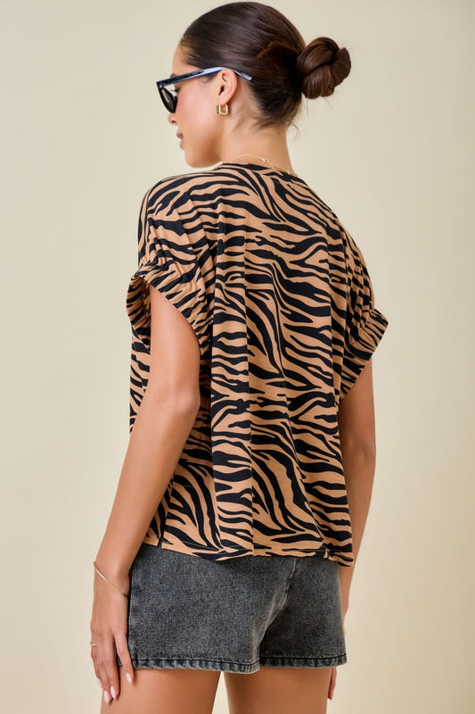Tiger Print is Easy Knit Top