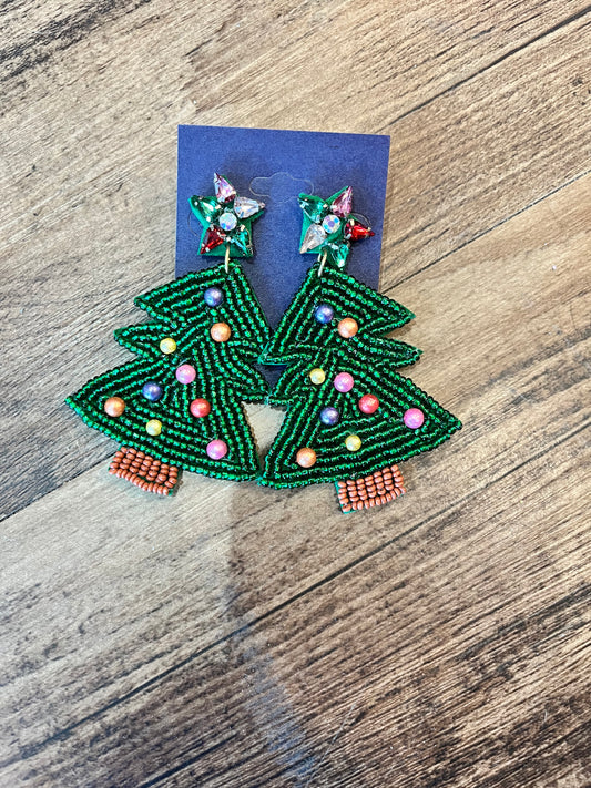 Beaded Christmas Earrings