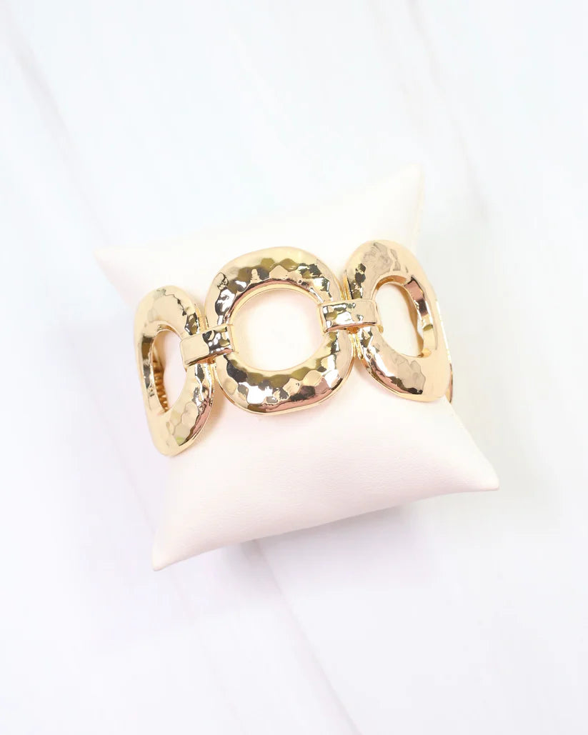 Cortland Hammered Circle Link Bracelet Gold