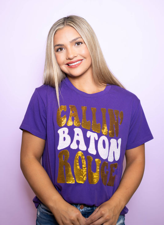 Callin' Baton Rouge Sequin Tee