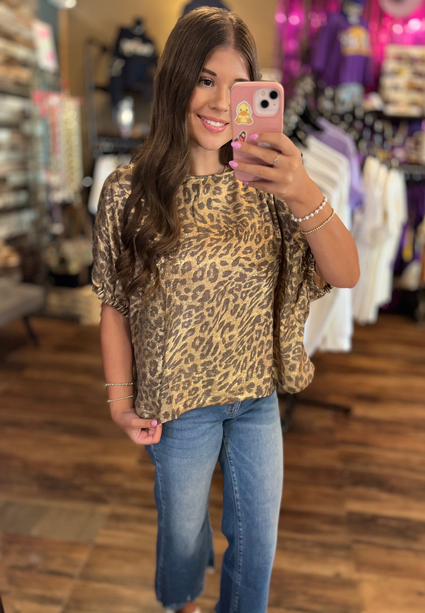 Metallic Leopard Print Blouse