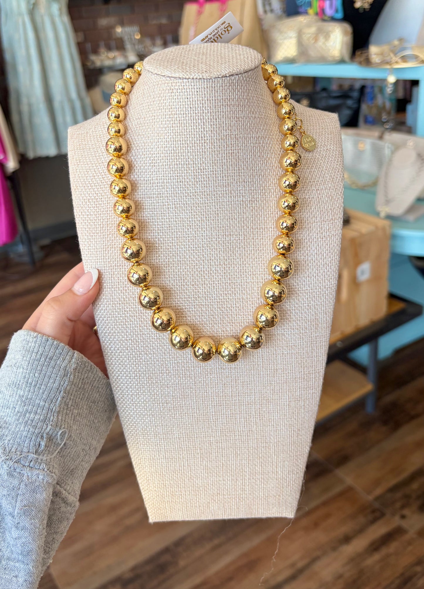 18K Gold Plated Large Beaded Necklace