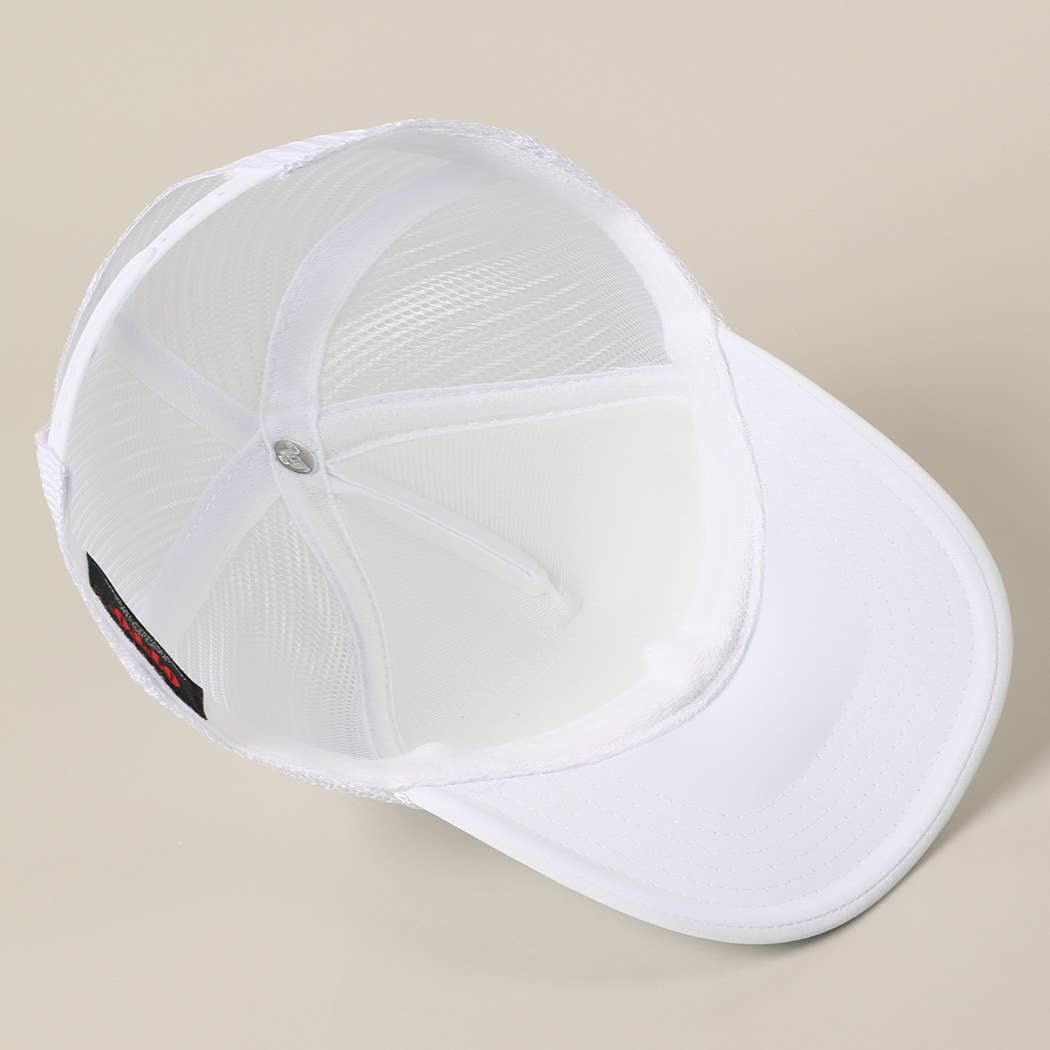 JESUS SAVES I SPEND Text Mesh Back Trucker Hat