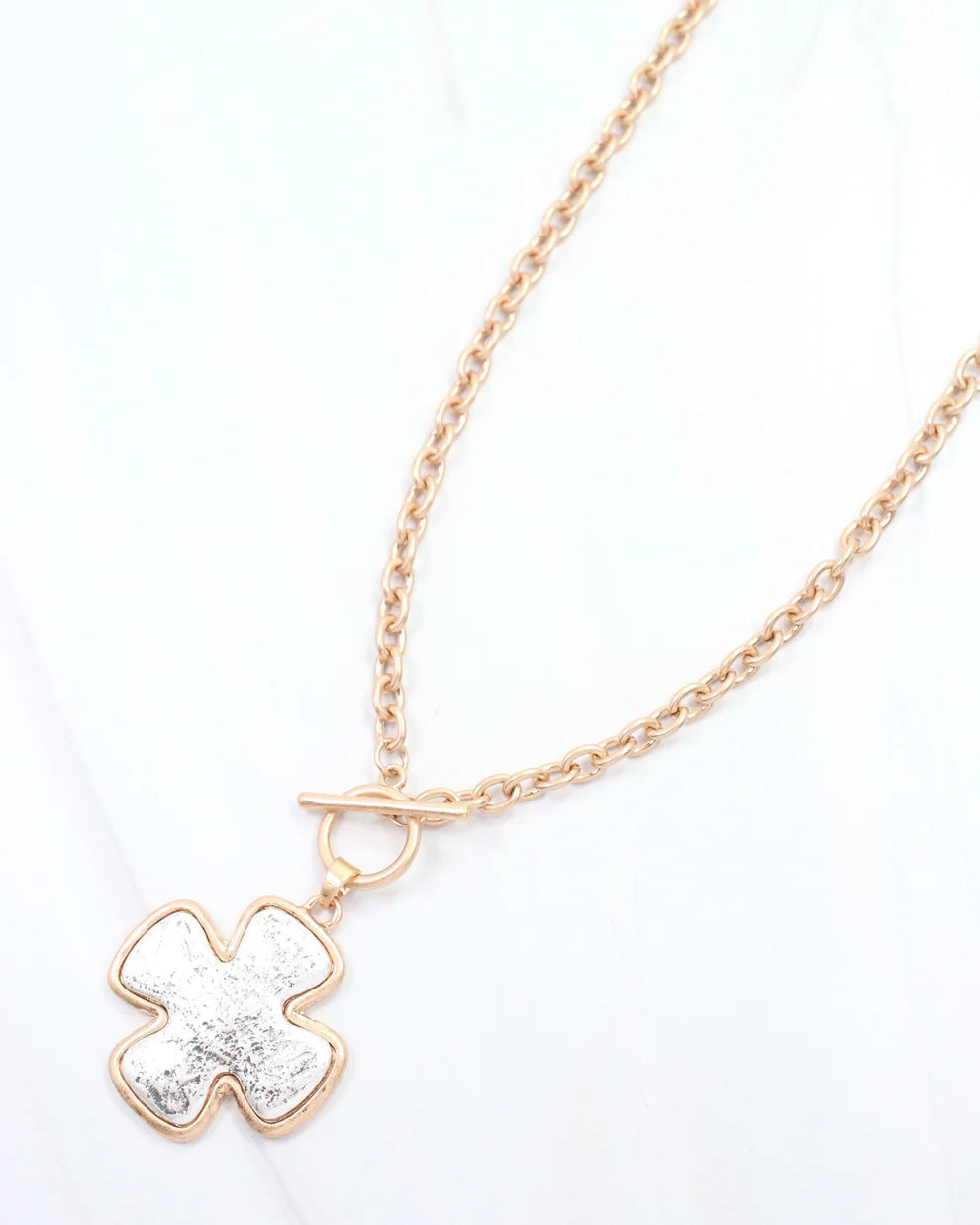 Chandi Cross Necklace Worn Silver