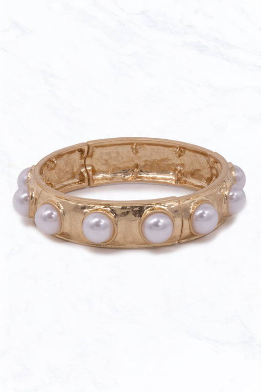 Gold-Tone Pearl-Embellished Bangle